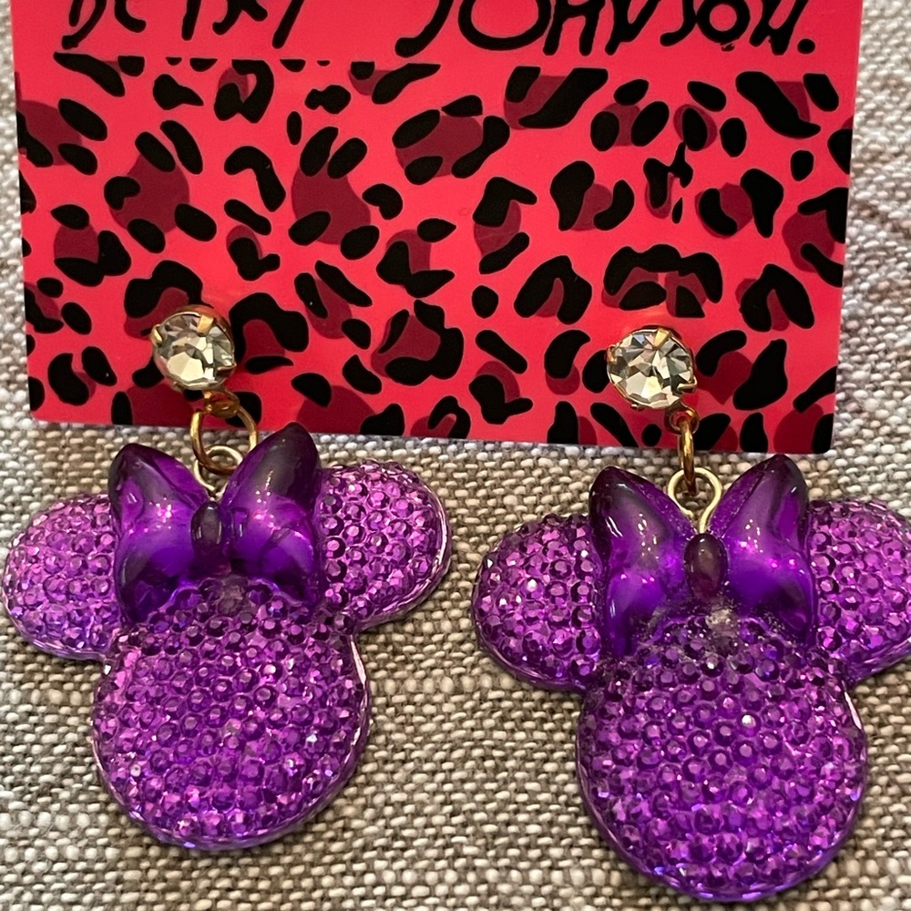 Betsey Johnson Purple Minnie Mouse Earrings - Picture 8 of 9